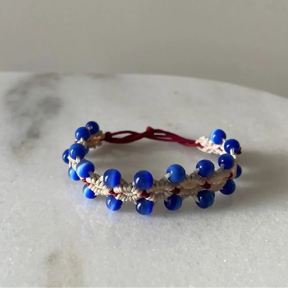 Vintage blue  bead friendship bracelet‎